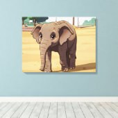 Mooie olifant close-up canvasprint canvas afdruk (Insitu (Houten vloer))