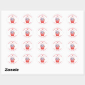 Mooie Olifant Cupcake Aangepaste Valentijnsdag voo Ronde Sticker (Vel)
