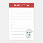 Mooie olifant die een hart vasthoudt om dingen te post-it® notes (Voorkant)