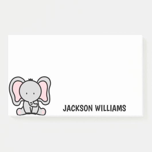 Mooie olifant gepersonaliseerde naam Post-it notit Post-it® Notes (Voorkant)