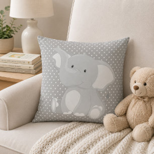 Mooie Olifant Grijs en Wit Stippenpatroon Kussen