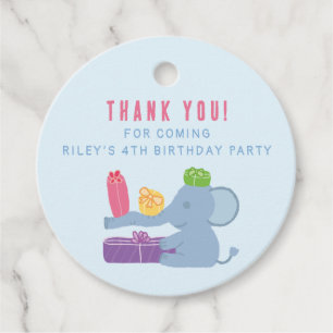Mooie Olifant Houdt Cadeaus Feest Favor Tags Bedankjes Labels