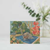 Mooie olifant in het zwembad briefkaart (Staand voorkant)