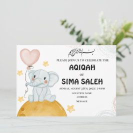 Mooie olifant moslim Aqiqah uitnodigingskaart  Kaart
