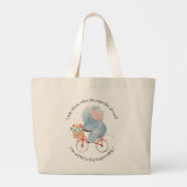Mooie olifant op fiets quote tas (Achterkant)