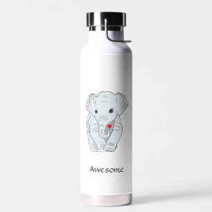 Mooie olifant op witte waterfles