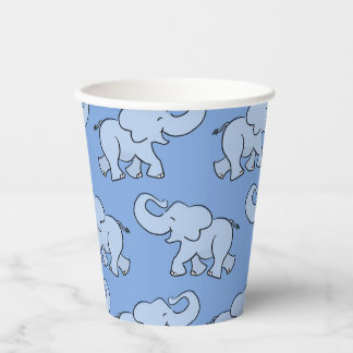 Mooie olifant patroon blauwe baby shower papieren bekers