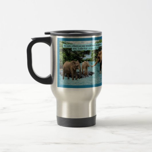 Mooie Olifant Schrift Luke 6:31 Reisbeker (Links)