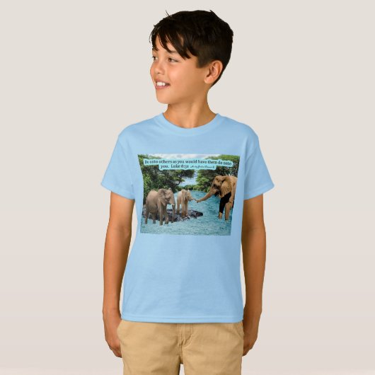 Mooie Olifant Schrift Luke 6:31 T-shirt (Voorkant volledig)