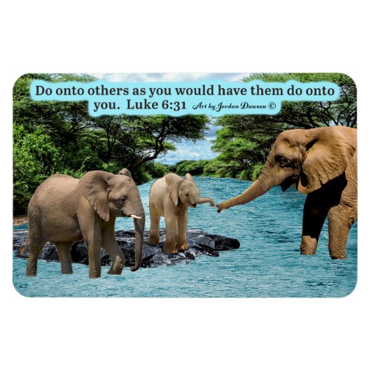 Mooie Olifant Schrift Magneet Luke 6:31 (Horizontaal)