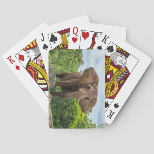 Mooie olifant spelen in het gras pokerkaarten (Achterkant)