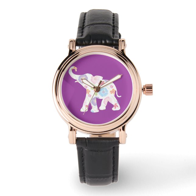 Mooie  olifant stijlvol zwart horloge (Voorkant)