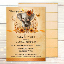 Mooie Olifant Terracotta Herfst Baby Shower Kaart