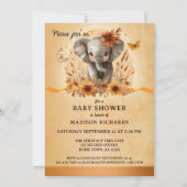 Mooie Olifant Terracotta Herfst Baby Shower Kaart (Voorkant)