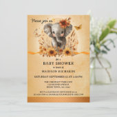 Mooie Olifant Terracotta Herfst Baby Shower Kaart (Staand voorkant)