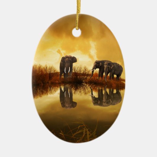 mooie olifant Thailand zonsondergang Keramisch Ornament (Voorkant)