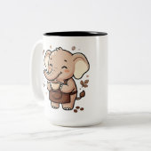 Mooie Olifant Tweekleurige Koffiemok (Voorkant links)