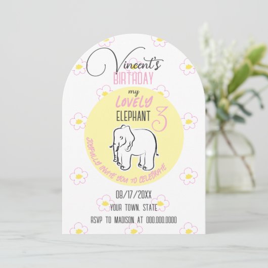 Mooie olifant. Uitnodiging (Staand voorkant)