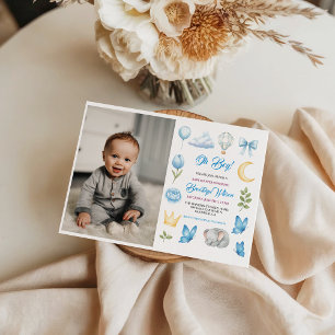 Mooie Olifant Waterverf Jongens Baby Shower Kaart