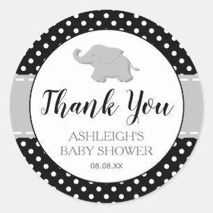 Mooie Olifant Zwart Wit Stippen Baby Shower Ronde Sticker