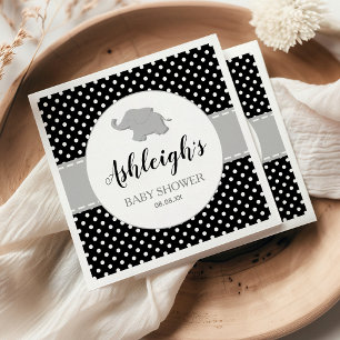 Mooie Olifant Zwart Wit Stippen Baby Shower Servet