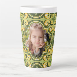 Mooie olijf- en gele Azulejos, aangepaste foto Latte Mok
