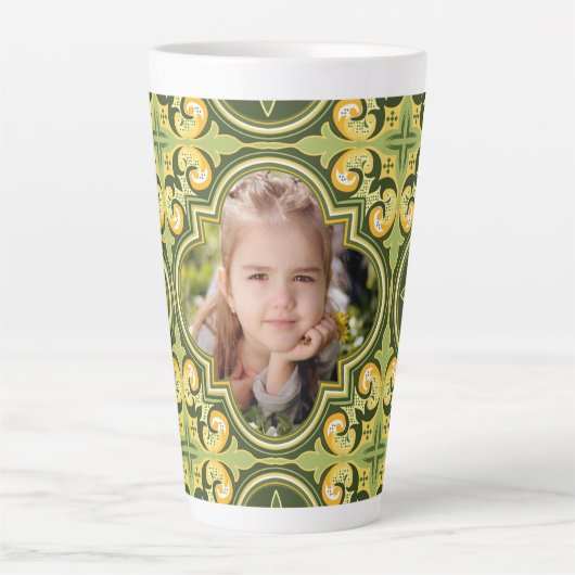 Mooie olijf- en gele Azulejos, aangepaste foto Latte Mok (Voorkant)