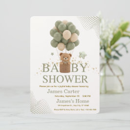 Mooie olijfgroene uitnodiging voor baby shower voo