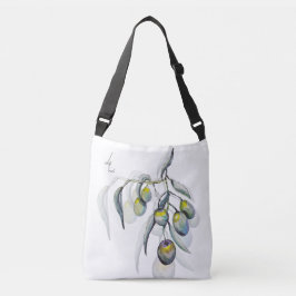 Mooie olijftak aquarel handgeschilderd crossbody tas