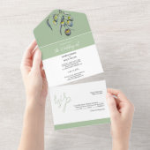 Mooie Olive Branch Waterverf Art All In One Uitnodiging (Afscheurbaar)