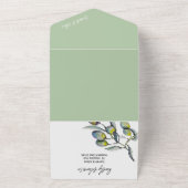 Mooie Olive Branch Waterverf Art All In One Uitnodiging (Buitenkant)