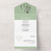 Mooie Olive Branch Waterverf Art All In One Uitnodiging (Binnen)