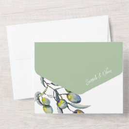 Mooie Olive Branch Waterverf Art All In One Uitnodiging