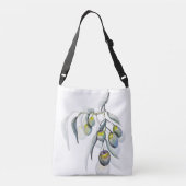 Mooie Olive Branch Waterverf Handbeschilderd Crossbody Tas (Achterkant)
