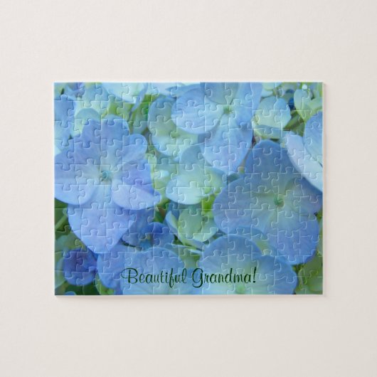 Mooie oma! puzzels Blue Hydrangea Flowers (Horizontaal)