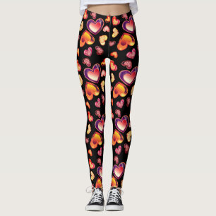 Mooie Ombre Plaid Folie Harten Zwart Leggings