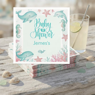 Mooie Onderwater Aquarel Oceaan Baby Shower Servet