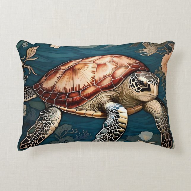 Mooie Onderwater Zee Schildpad Accent Kussen (Voorkant)