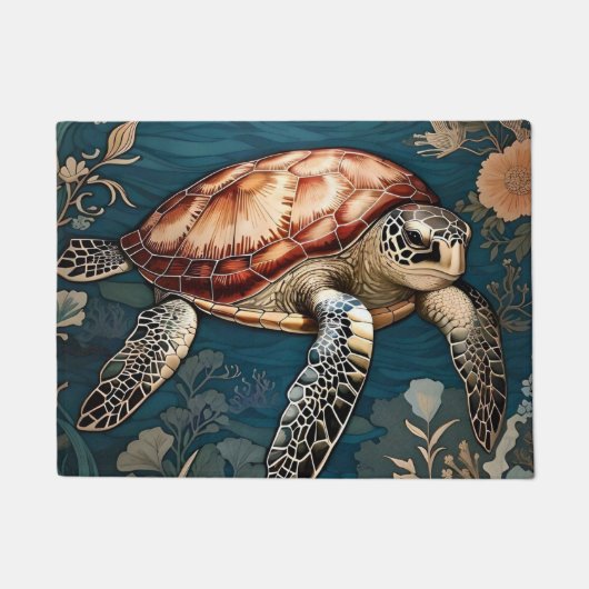 Mooie Onderwater Zee Schildpad Deurmat (Voorkant)