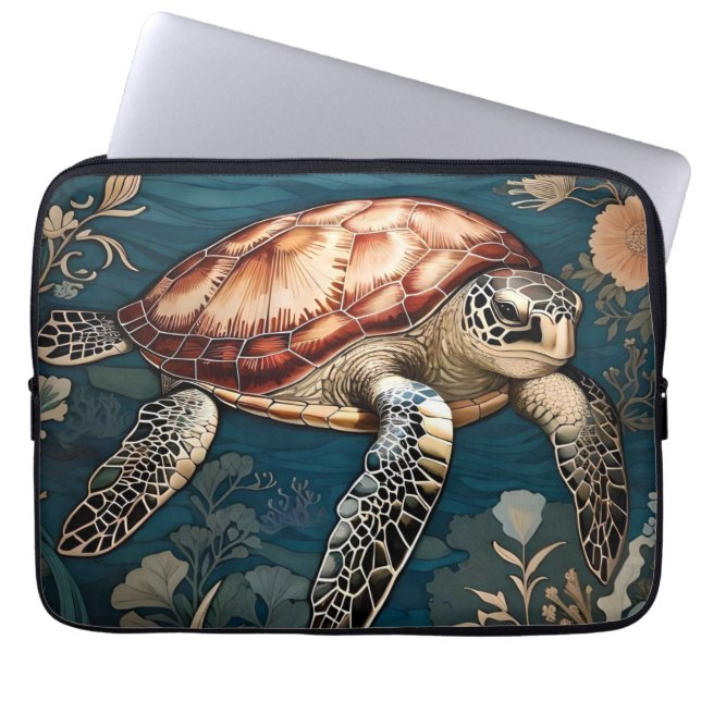 Mooie Onderwater Zee Schildpad Laptop Sleeve (Voorkant)