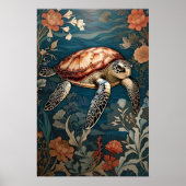 Mooie Onderwater Zee Schildpad Poster (Voorkant)