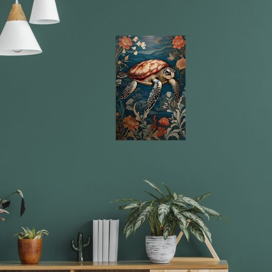 Mooie Onderwater Zee Schildpad Poster (Woonkamer 1)