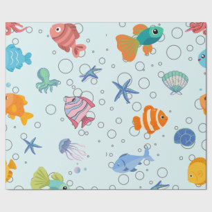 Mooie Onderwater Zeeleven & Vis Patroon Inpakpapie Cadeaupapier