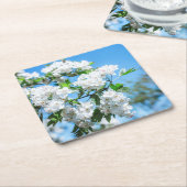 Mooie Onderzetter met witte bloemen (Schuin)