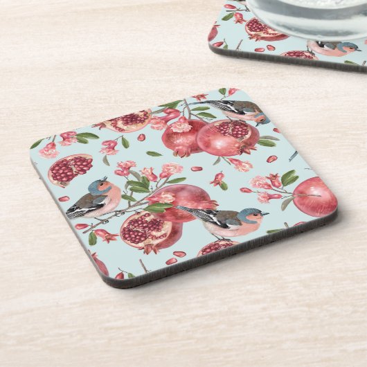 Mooie Onderzetters - vogels - Pomegranaten - Gifte (Linkerzijde)