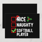 Mooie Ondeugende Softball Speler Kerstlijst Kaart (Voorkant / Achterkant)
