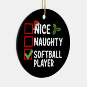 Mooie Ondeugende Softball Speler Kerstlijst Keramisch Ornament (Rechts)