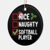 Mooie Ondeugende Softball Speler Kerstlijst Keramisch Ornament (Links)