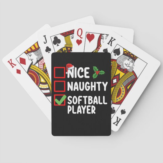 Mooie Ondeugende Softball Speler Kerstlijst Pokerkaarten (Achterkant)