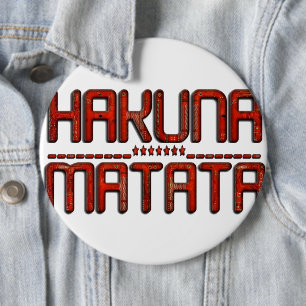 Mooie ongelofelijke geëmailleerde rode Hakuna Mata Ronde Button 6,0 Cm